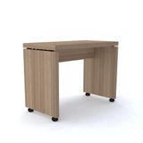 Mesa Aparador 90 X 50 Cm Pé Painel Com Rodízio Pe50 Em Mdp Noce Naturalle Detalhe Preto