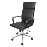 Cadeira Giratória Alta Office Soft Em Pu Preto Base Rodízio Cromado