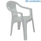 KIT 40 CADEIRAS PLASTICA MONOBLOCO COM BRACOS ILHABELA BRANCA TRAMONTINA