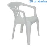 KIT 30 CADEIRAS PLASTICA MONOBLOCO COM BRACOS ATALAIA BRANCA TRAMONTINA