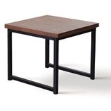 Mesa Lateral Quadrada Atlanta Industrial Daf Móveis 50 Cm Madeira Maciça Castanho Aço Carbono Preto