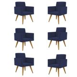 Kit 06 Cadeiras Poltronas Decorativa - Escritório - Recepção Cor:azul Marinho