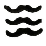 Kit 3un Bigode Falso Preto De Pelucia Com Pontas Viradas