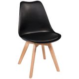 Cadeira Charles Eames Leda Luisa Saarinen Design Wood Estofada Base Madeira - Preta