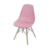 Cadeira Eames Dsw Colmeia Polipropileno Rosa Base Madeira