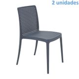 KIT 2 CADEIRAS PLASTICA MONOBLOCO ISABELLE AZUL NAVY TRAMONTINA