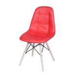 Cadeira Eames Dsw Botonê Assento Pu Vermelha Base Madeira