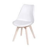 Cadeira Eames Saarinen Polipropileno Assento Estofado Pu Branca Base Madeira