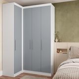 Guarda Roupas Modulado De Canto Reto 2 Peças Com 4 Portas Alpes Móveis Branco Pf Com Grey Sky Pf