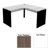 Mesa De Escritório Em L Pé Painel Pe25 Em Mdp 125 X 125 X 60 Cm Cor Walnut E Base Branca
