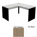 Mesa De Escritório Em L Pé Painel Pe25 Em Mdp 155 X 155 X 60 Cm Cor Noce Naturalle E Base Branca
