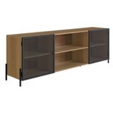 Rack Industrial York Artesano 180 Cm (largura) Em Mdp Hanover Duas Portas Aço Preto