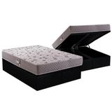 Cama Box Baú Queen: Colchão Espuma Herval D45 / Ag65 Black Double Face + Base Black(158x198)