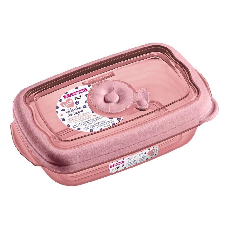 Pote Plastico Retangular Sanremo 430ml Rosa