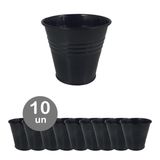 10 Mini Vaso Cachepot Metal Decoração Vasinho Festas Preto