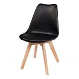 Cadeira Leda Preta - Charles Eames Wood Com Almofada