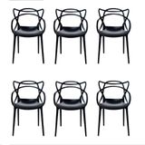 Conjunto Com 6 Cadeiras Allegra Preta Polipropileno Salna
