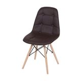 Cadeira Eames Dsw Botonê Assento Pu Café Base Madeira