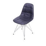 Cadeira Eames Dkr Botonê Assento Pu Preta Base Cromada