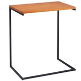 Mesa Lateral Apoio Sofá Columbus Industrial Daf Móveis 55 Cm Tampo Madeira Maciça Mel Base Aço Preto