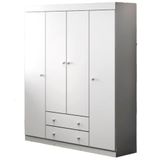 Guarda Roupa Infantil Com 4 Portas E 2 Gavetas Com Cômoda 1 Porta E 4 Gavetas Branco Phoenix Baby