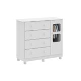 Cômoda Bebê Uli C/ 1 Porta Cristal E 4 Gavetas Branco - Peroba