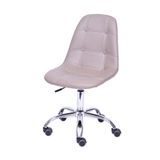 Cadeira Giratória Eames Botonê Assento Pu Fendi Base Rodizio Cromada