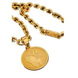 Corrente Cadeado 10mm + Pingente Medalha Fé Banhado A Ouro