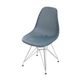 Cadeira Eames Dsr Colmeia Polipropileno Azul Petroleo Base Metal Cromada