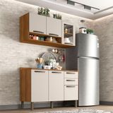 Cozinha Compacta Valencia Com Vidro 2 Peças 6 Portas 2 Gavetas Salleto Moveis Cinamomo Com Off White