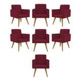 Kit 07 Cadeiras Poltronas Decorativa - Escritório - Recepção Cor:marsala