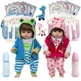 Bebe Reborn Realista Gêmeos Casal Girafinha Enxoval Completo