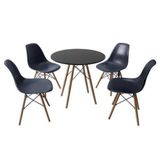 Conjunto Mesa De Jantar 80cm + 4 Cadeiras Eames Preto New