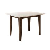 Mesa Para Sala De Jantar 120cm Retangular Tampo Chanfrado Kate Poliman Amêndoa Com Off White