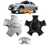 Kit 4 Calota Central Roda Gm S10 Modelo 2001 2011 Prata