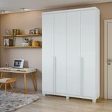 Guarda-roupa Solteiro Alonzo 4 Portas 2 Gavetas Branco Lopas