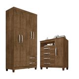 Guarda Roupa Solteiro 4 Portas 2 Gavetas Modena Com Cômoda Sapateira 4 Gavetas 1 Malbec Incorplac