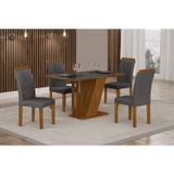 Conjunto Sala De Jantar Mesa Tampo Vidro/mdp Com 4 Cadeiras Miami Yescasa