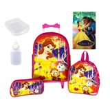 Kit Mochila Feminina Infantil Rodinhas Princesa Bela