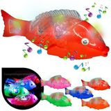 Peixe Musical com Luz LED, Bate Cauda - Brinquedo Vermelho