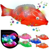 Peixe Musical Com Luz Led Bate Cauda Brinquedo - Vermelho