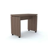 Mesa Aparador 90 X 50 Cm Pé Painel Com Rodízio Pe50 Em Mdp Walnut Detalhe Preto