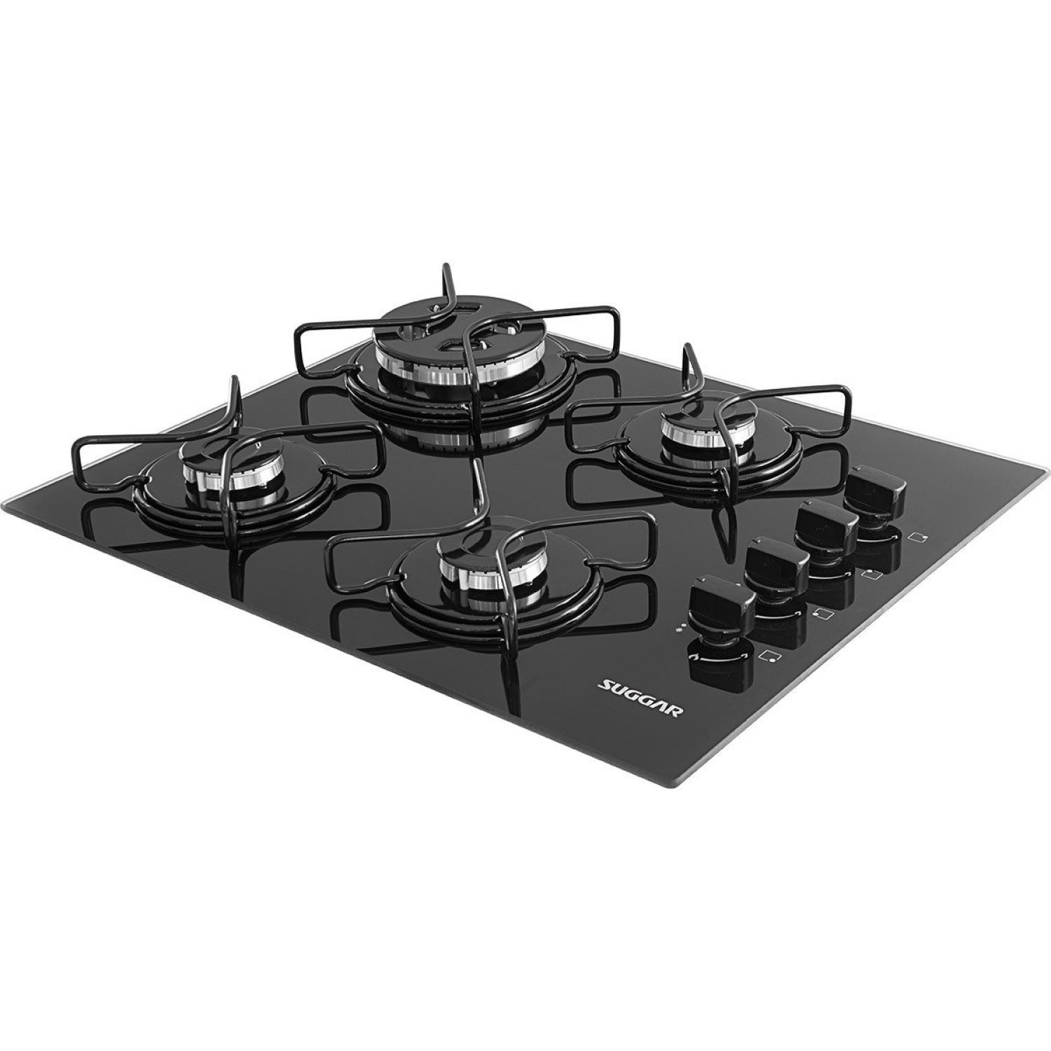 Cooktop Tri-chama Esmaltado 4 Bocas Suggar Bivolt Preto Preto