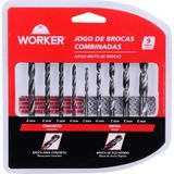 Jogo Brocas Combinada 9pcs Widea Concreto Aço Rapido Worker