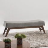 Puff para Quarto 140cm Linho Requadro Horus Sofani Cinza/Imbuia