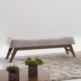 Puff para Quarto 140cm Linho Imbuia Requadro Horus Sofani Bege/Imbuia