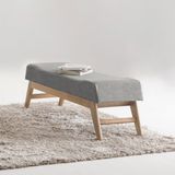 Puff para Quarto 160cm Linho Requadro Horus Sofani Cinza/Imbuia