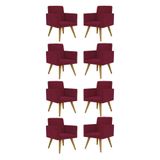 Kit 08 Cadeiras Poltronas Decorativa - Escritório - Recepção Cor:marsala