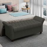 Recamier Calçadeira Bau 140 Cm Pes Mdf Ogeo Linho Sl 74 Peer Sl 74