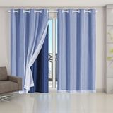 Cortina Blackout Voil 4,20x2,50 Corta Luz Sala Marinho